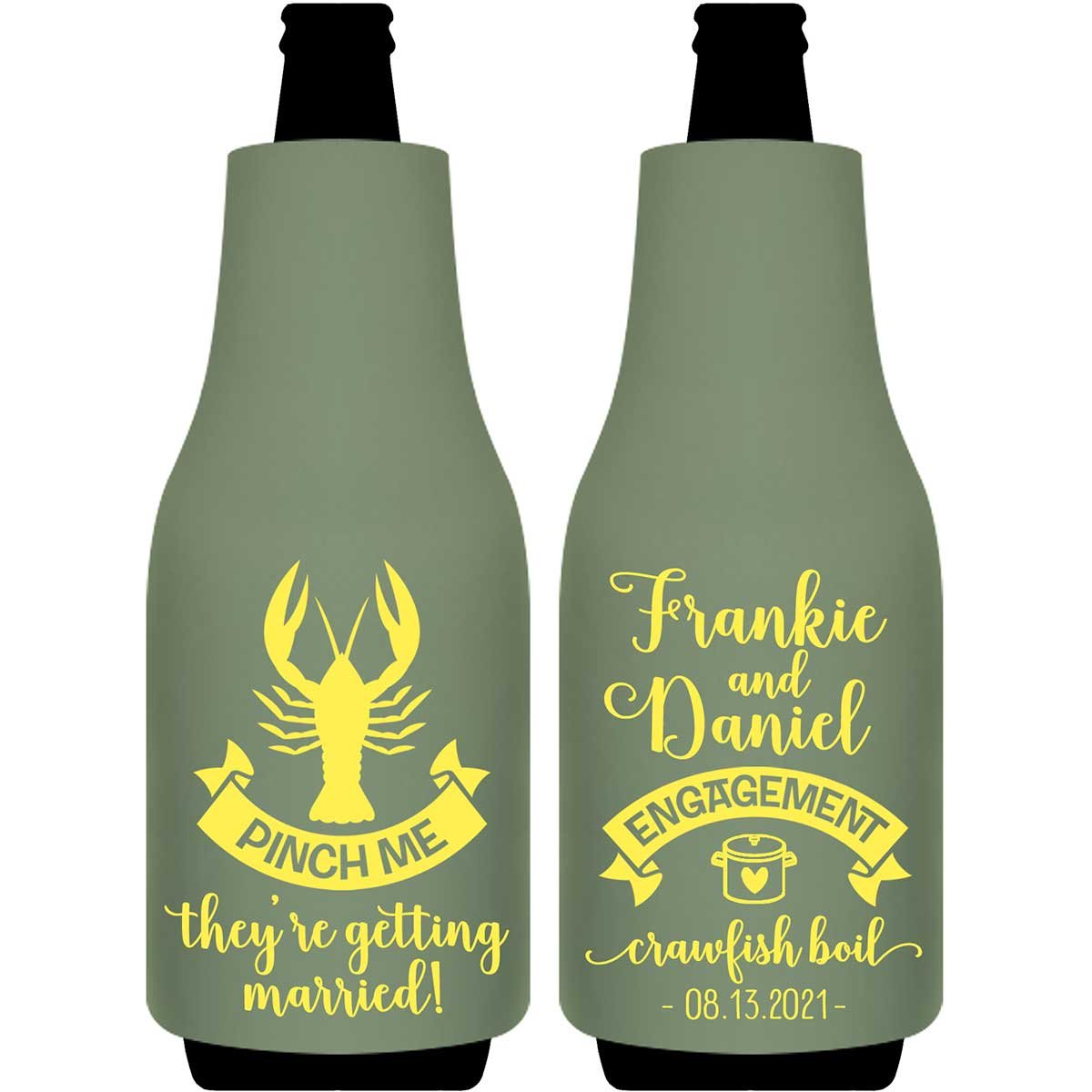 Pinch Me They're Getting Married Crawfish Boil Foldable Bottle Sleeve Koozies Wedding Gifts for Guests