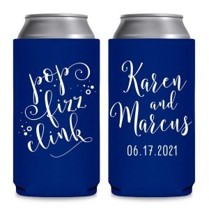Pop Fizz Clink 1A Foldable 8.3 oz Slim Can Koozies Wedding Gifts for Guests