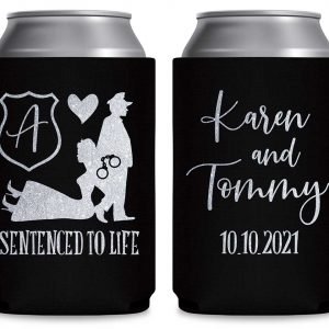 Sentenced To Life 1B Policeman Wedding Foldable Can Koozies Wedding Gifts for Guests