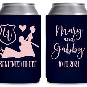Sentenced To Life 2A Lesbian Policewoman Wedding Foldable Can Koozies Wedding Gifts for Guests
