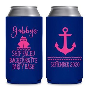 Ship Faced Nautical Bachelorette 1A Foldable 8.3 oz Slim Can Koozies Wedding Gifts for Guests