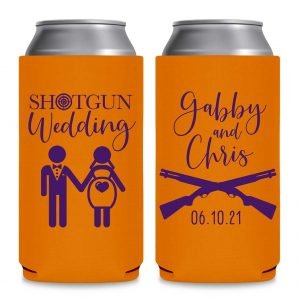Shotgun Wedding 1A Foldable 12 oz Slim Can Koozies Wedding Gifts for Guests