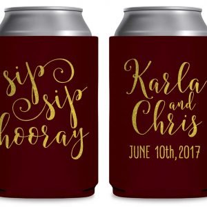 Sip Sip Hooray 1A Foldable Can Koozies Wedding Gifts for Guests