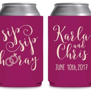 Sip Sip Hooray 1B Foldable Can Koozies Wedding Gifts for Guests
