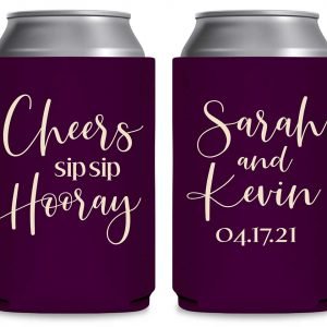 Sip Sip Hooray 2A Foldable Can Koozies Wedding Gifts for Guests