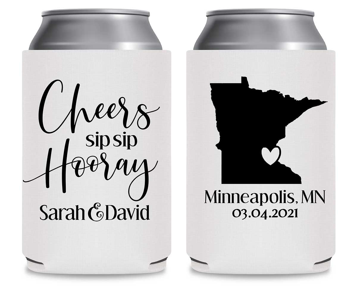 Sip Sip Hooray 2B Any Map Foldable Can Koozies Wedding Gifts for Guests