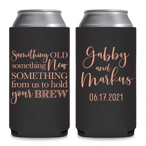 Something Old Something New 1A Foldable 12 oz Slim Can Koozies Wedding Gifts for Guests