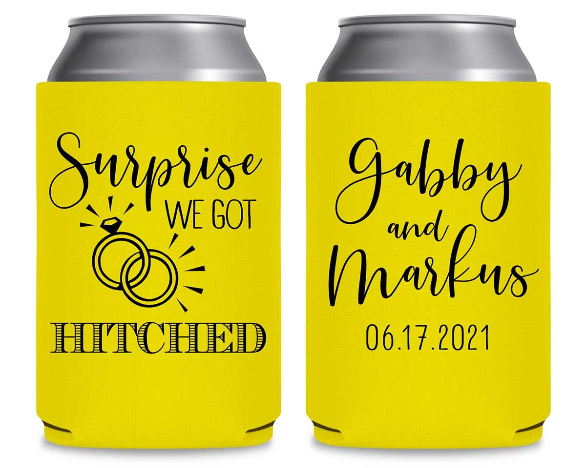 Surprise We Got Hitched 1A Foldable Can Koozies Wedding Gifts for Guests