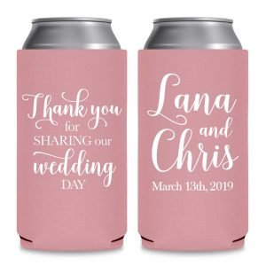 Thank You For Sharing Our Wedding Day 1A Foldable 8.3 oz Slim Can Koozies Wedding Gifts for Guests