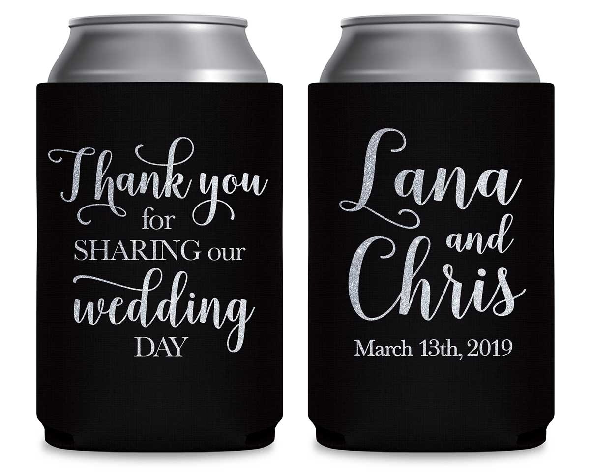 Thank You For Sharing Our Wedding Day 1A Foldable Can Koozies Wedding Gifts for Guests