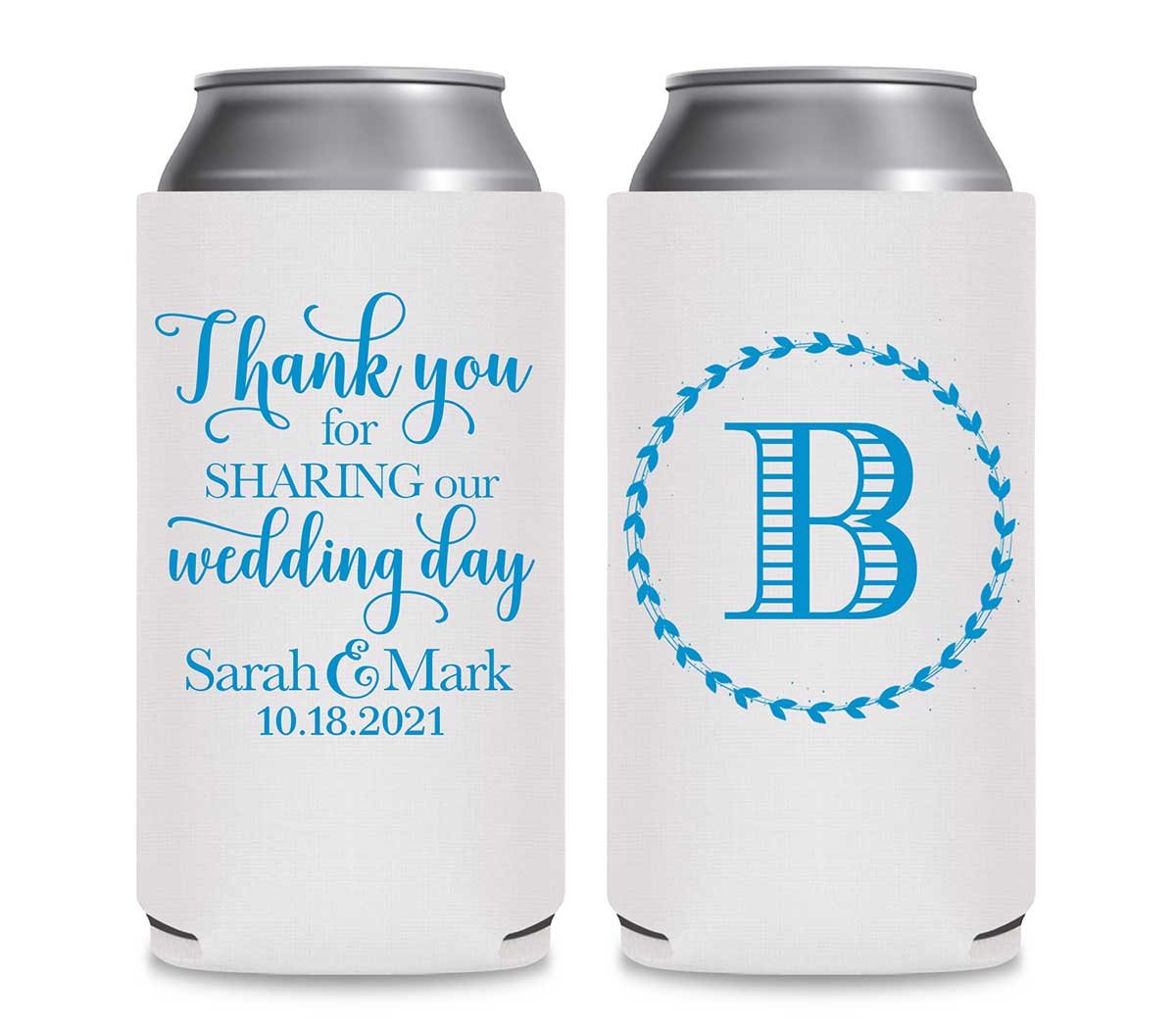 Thank You For Sharing Our Wedding Day 1B Foldable 12 oz Slim Can Koozies Wedding Gifts for Guests