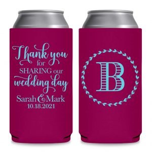 Thank You For Sharing Our Wedding Day 1B Foldable 8.3 oz Slim Can Koozies Wedding Gifts for Guests
