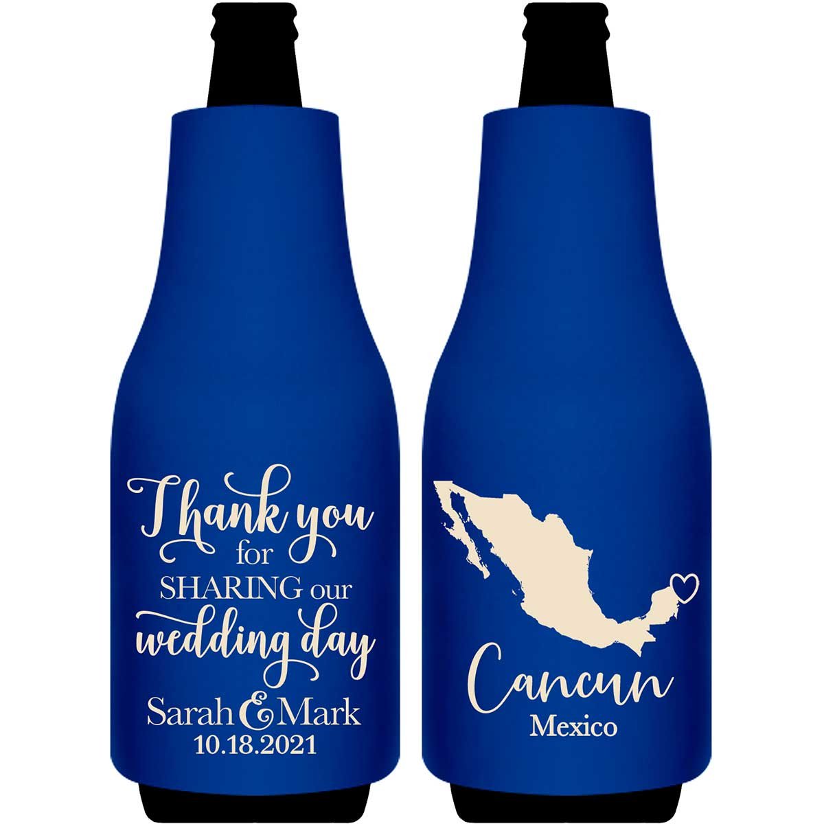 Thank You For Sharing Our Wedding Day 1C Any Map Foldable Bottle Sleeve Koozies Wedding Gifts for Guests