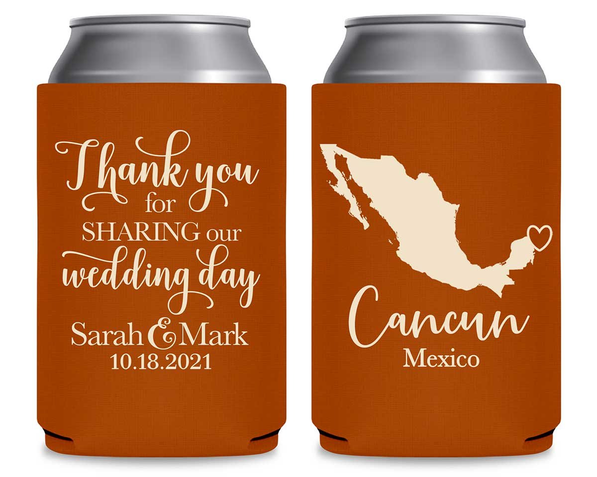 Thank You For Sharing Our Wedding Day 1C Any Map Foldable Can Koozies Wedding Gifts for Guests