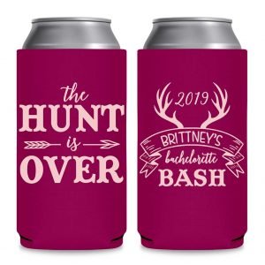 The Hunt Is Over Bachelorette 1A Foldable 12 oz Slim Can Koozies Wedding Gifts for Guests