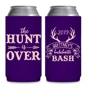 The Hunt Is Over Bachelorette 1A Foldable 8.3 oz Slim Can Koozies Wedding Gifts for Guests