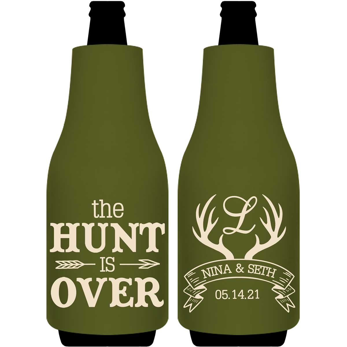 The Hunt Is Over 4A Foldable Bottle Sleeve Koozies Wedding Gifts for Guests