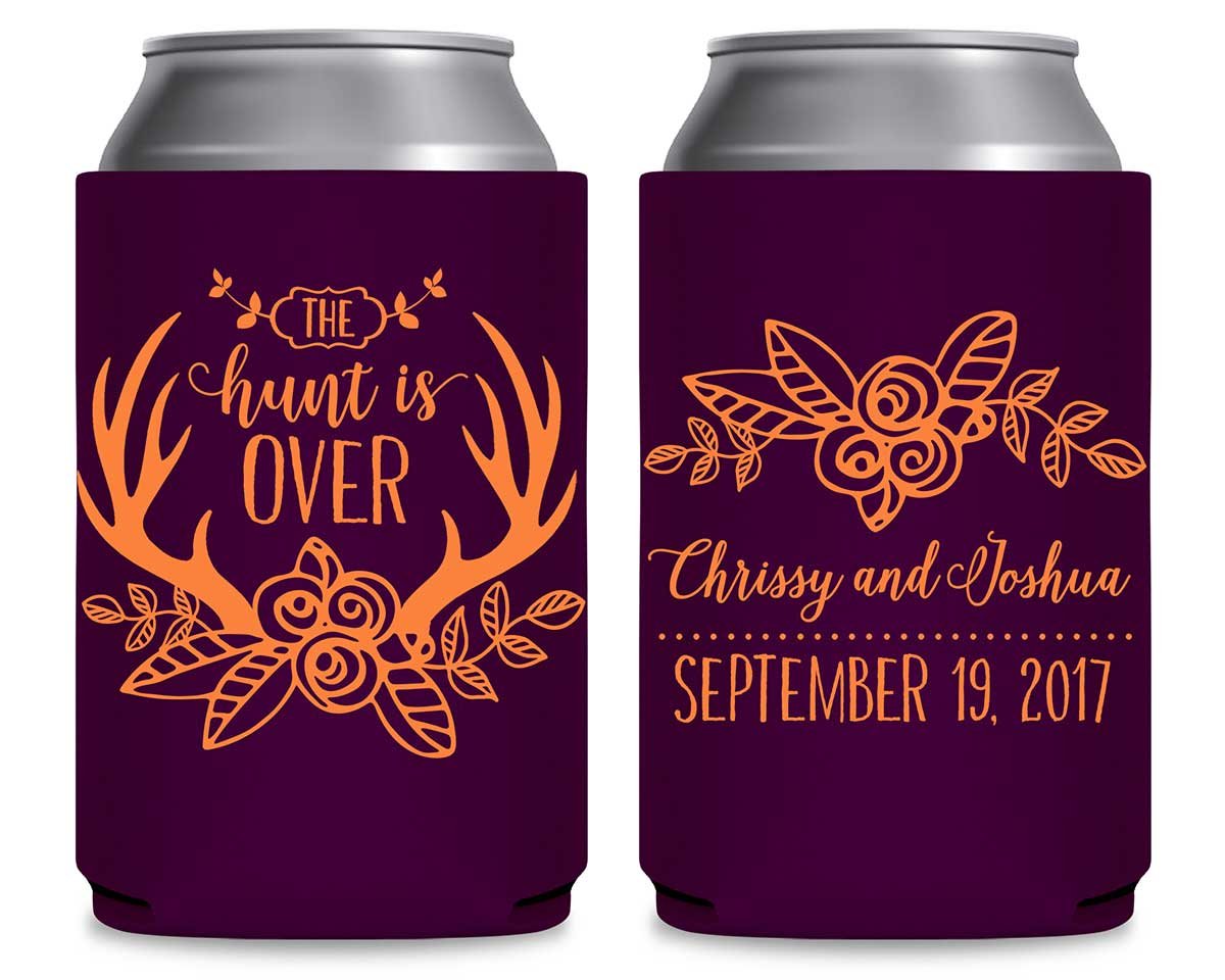 The Hunt Is Over 5A Foldable Neoprene Can Koozies Wedding Gifts for Guests