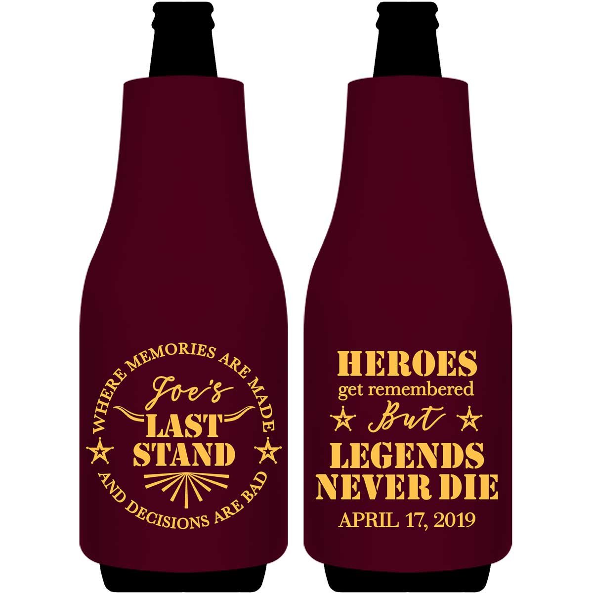The Last Stand 1A Legends Never Die Foldable Bottle Sleeve Koozies Wedding Gifts for Guests