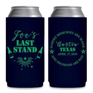The Last Stand 1B Memories & Bad Decisions Foldable 8.3 oz Slim Can Koozies Wedding Gifts for Guests