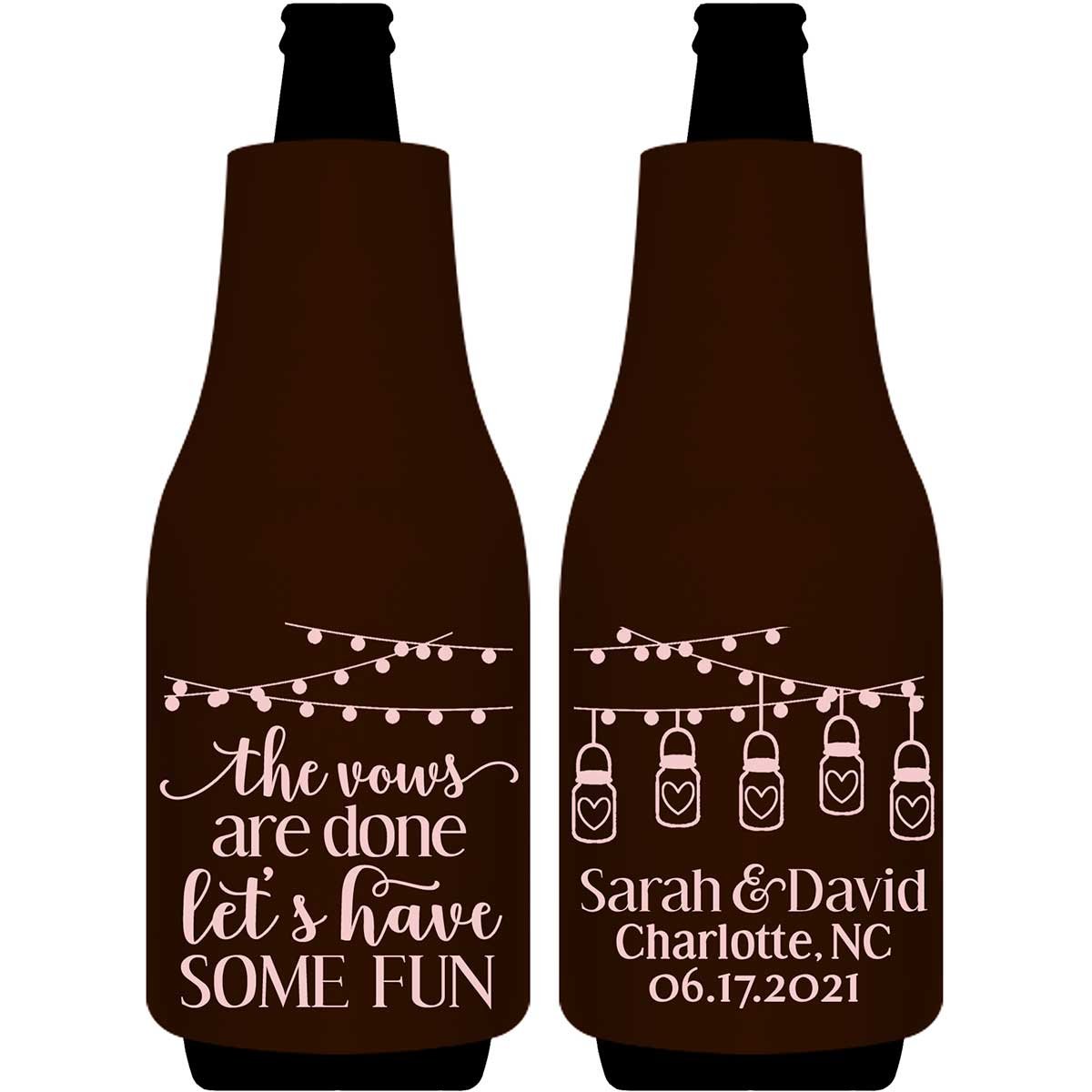 The Vows Are Done Let's Have Some Fun 3A Foldable Bottle Sleeve Koozies Wedding Gifts for Guests