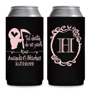 Til Death Do Us Part 1A Grim Reaper Foldable 8.3 oz Slim Can Koozies Wedding Gifts for Guests