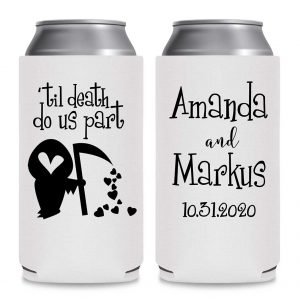 Til Death Do Us Part 1B Grim Reaper Foldable 8.3 oz Slim Can Koozies Wedding Gifts for Guests