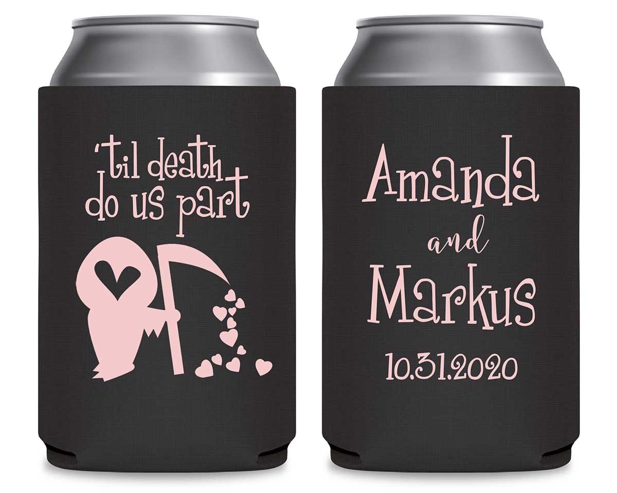 Til Death Do Us Part 1B Grim Reaper Foldable Can Koozies Wedding Gifts for Guests