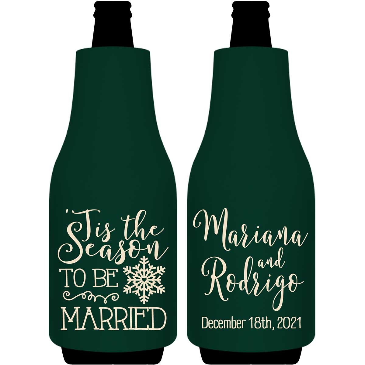 Tis The Season To Be Married 1A Foldable Bottle Sleeve Koozies Wedding Gifts for Guests