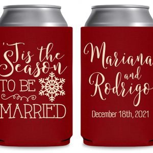 Tis The Season To Be Married 1A Foldable Can Koozies Wedding Gifts for Guests