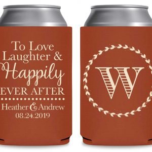 To Love Laughter & Happily Ever After 1A Foldable Can Koozies Wedding Gifts for Guests