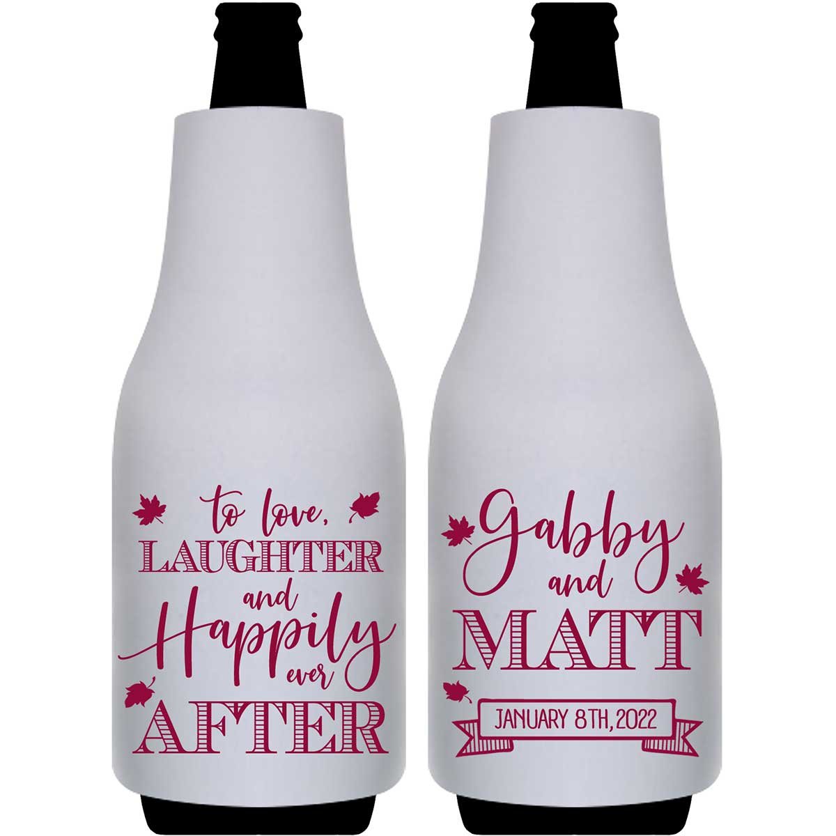 To Love Laughter & Happily Ever After 3C Foldable Bottle Sleeve Koozies Wedding Gifts for Guests