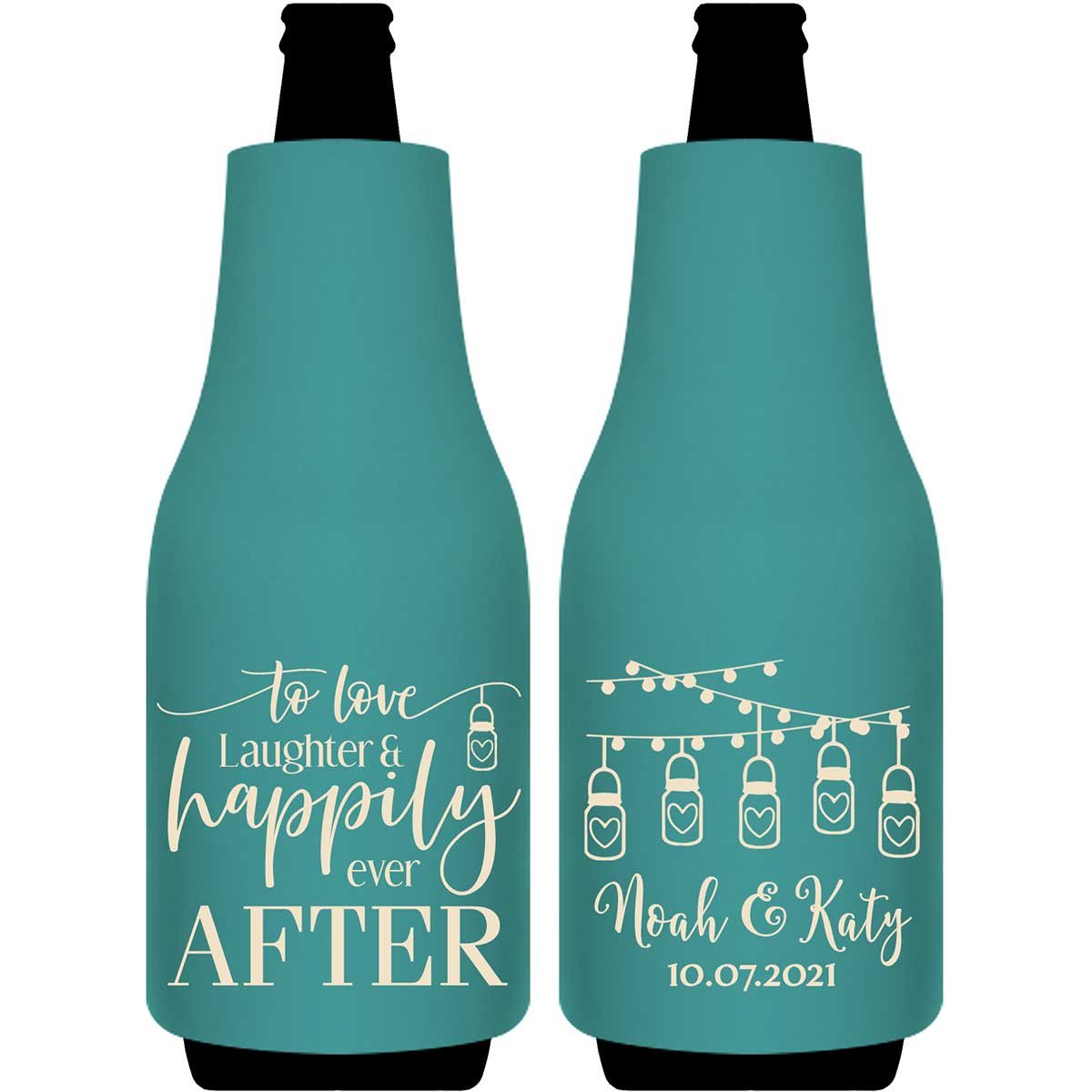 To Love Laughter & Happily Ever After 4A Foldable Bottle Sleeve Koozies Wedding Gifts for Guests