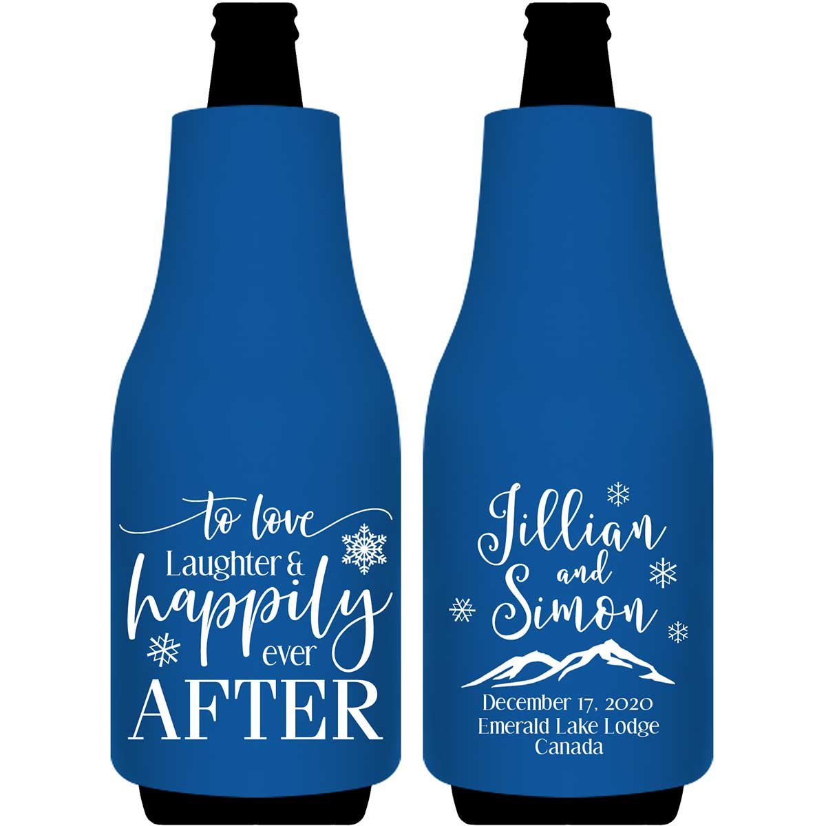 To Love Laughter & Happily Ever After 4B Foldable Bottle Sleeve Koozies Wedding Gifts for Guests