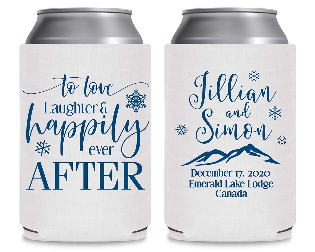 To Love Laughter & Happily Ever After 4B Foldable Can Koozies Wedding Gifts for Guests