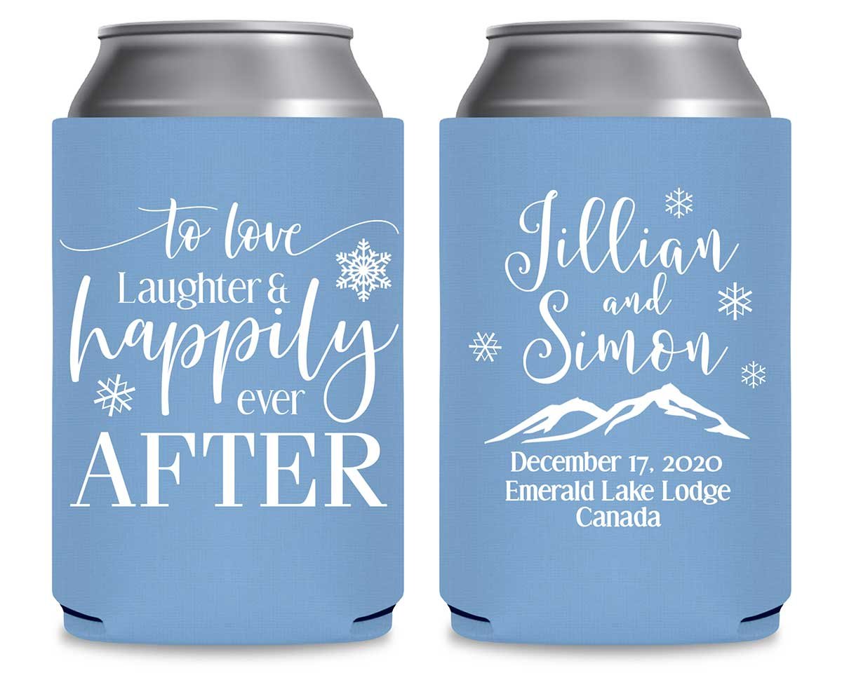 To Love Laughter & Happily Ever After 4B Foldable Can Koozies Wedding Gifts for Guests