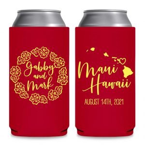Tropical Floral Love 1B Any Location Foldable 8.3 oz Slim Can Koozies Wedding Gifts for Guests