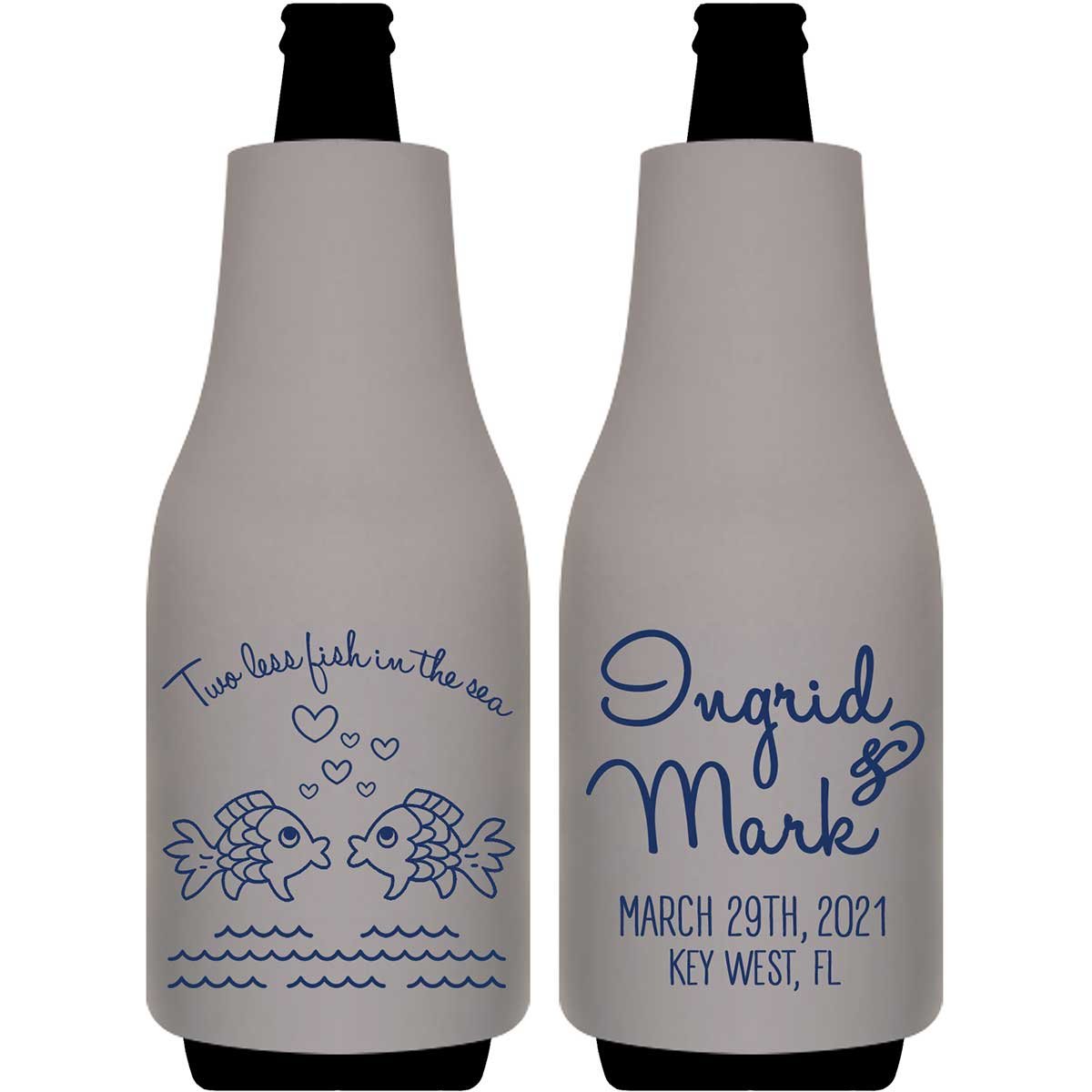 Two Less Fish In The Fish 1B Foldable Bottle Sleeve Koozies Wedding Gifts for Guests