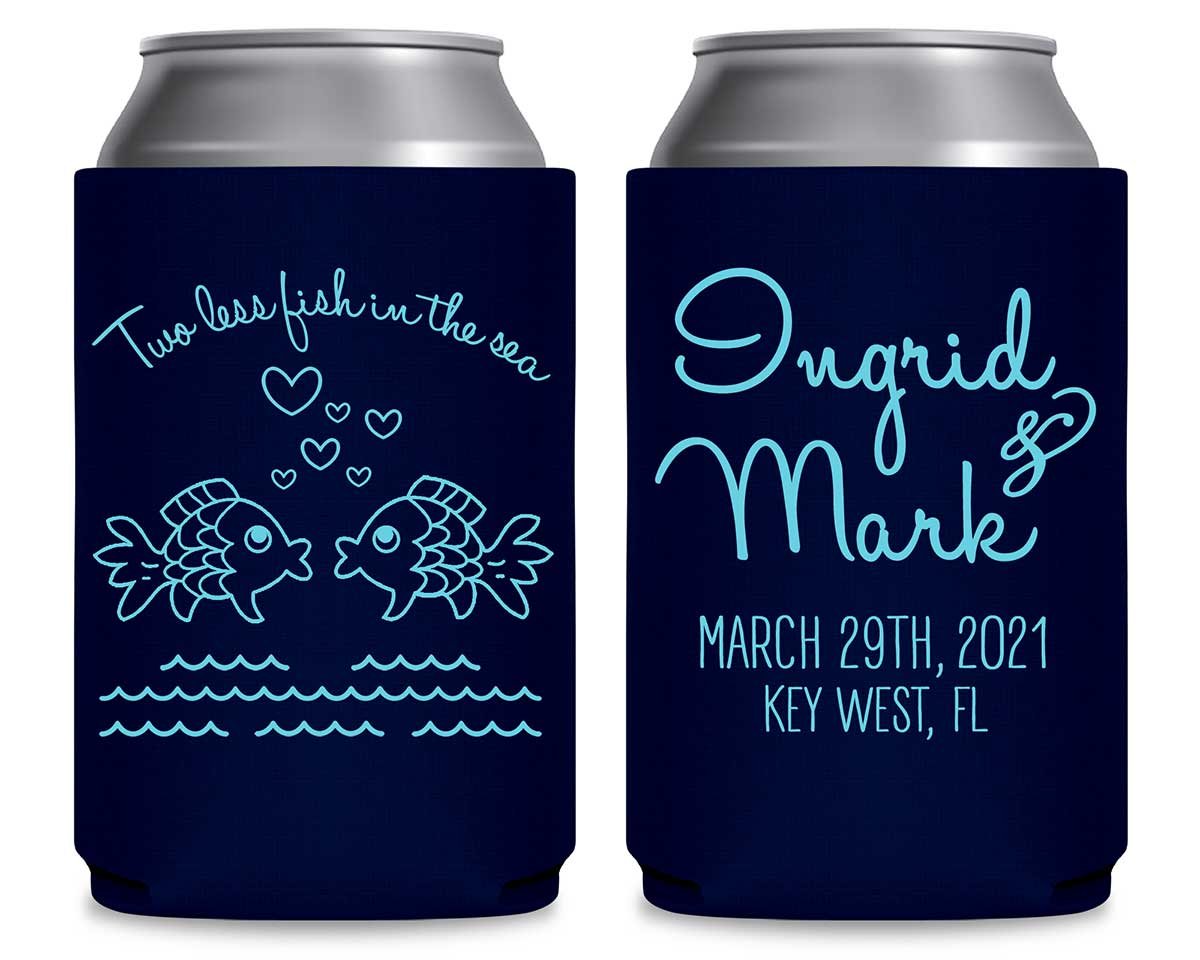 Two Less Fish In The Fish 1B Foldable Can Koozies Wedding Gifts for Guests