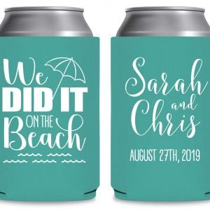 We Did It On The Beach 1B Foldable Can Koozies Wedding Gifts for Guests