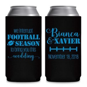 We Interrupt Football Season For This Wedding 1A Foldable 12 oz Slim Can Koozies Wedding Gifts for Guests