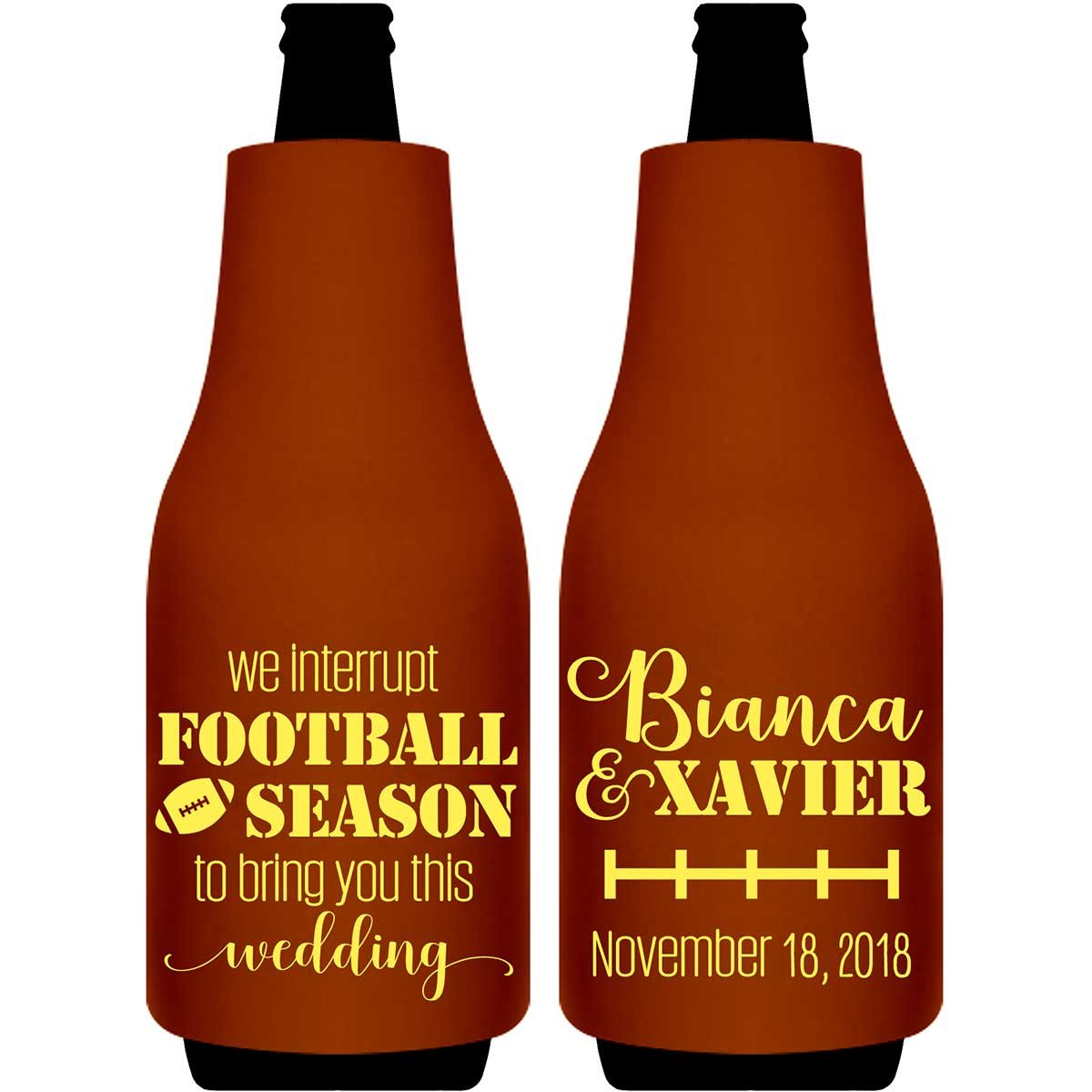 We Interrupt Football Season For This Wedding 1A Foldable Bottle Sleeve Koozies Wedding Gifts for Guests