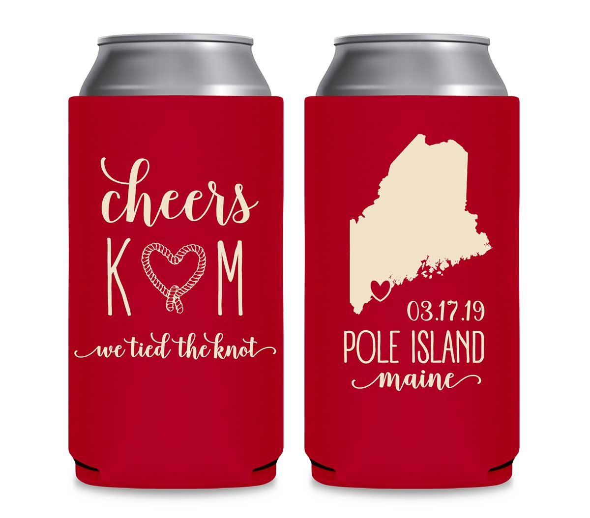 We Tied The Knot 2A Any Map Foldable 12 oz Slim Can Koozies Wedding Gifts for Guests