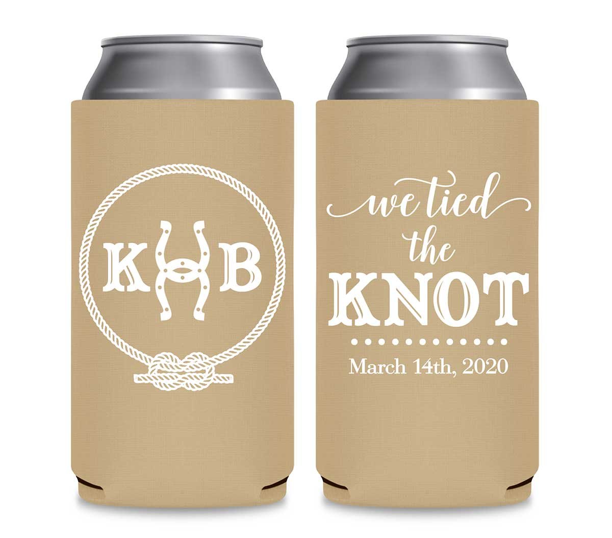 We Tied The Knot 4A Horse Shoe Foldable 12 oz Slim Can Koozies Wedding Gifts for Guests