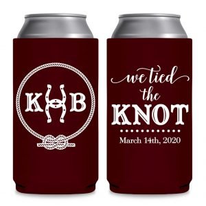 We Tied The Knot 4A Horse Shoe Foldable 8.3 oz Slim Can Koozies Wedding Gifts for Guests