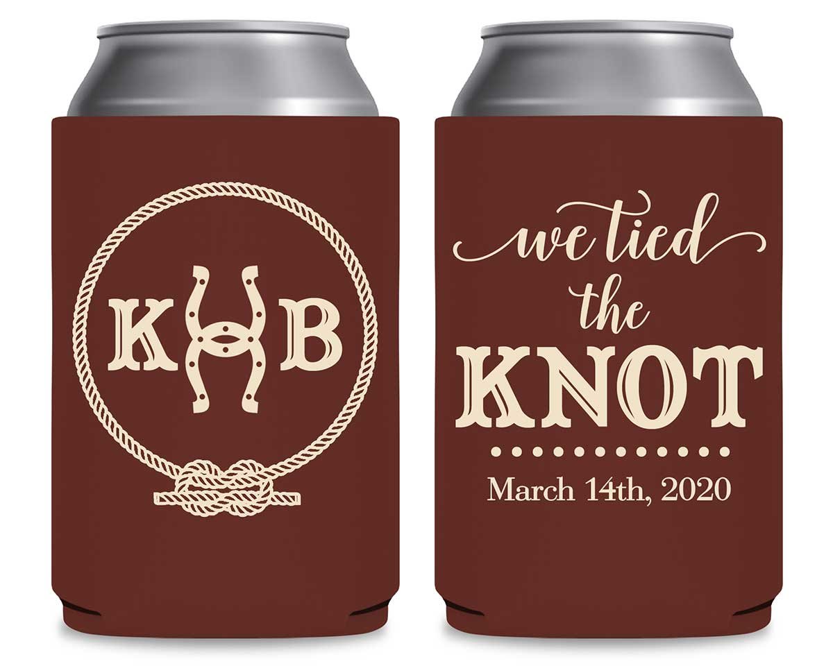 We Tied The Knot 4A Horse Shoe Foldable Can Koozies Wedding Gifts for Guests