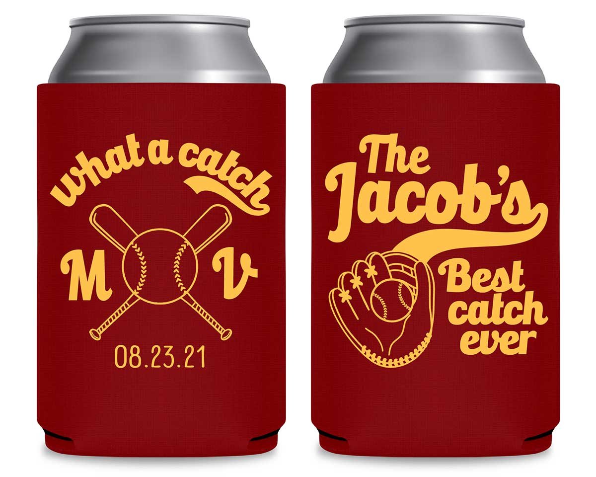 What A Catch 1A Baseball Foldable Can Koozies Wedding Gifts for Guests