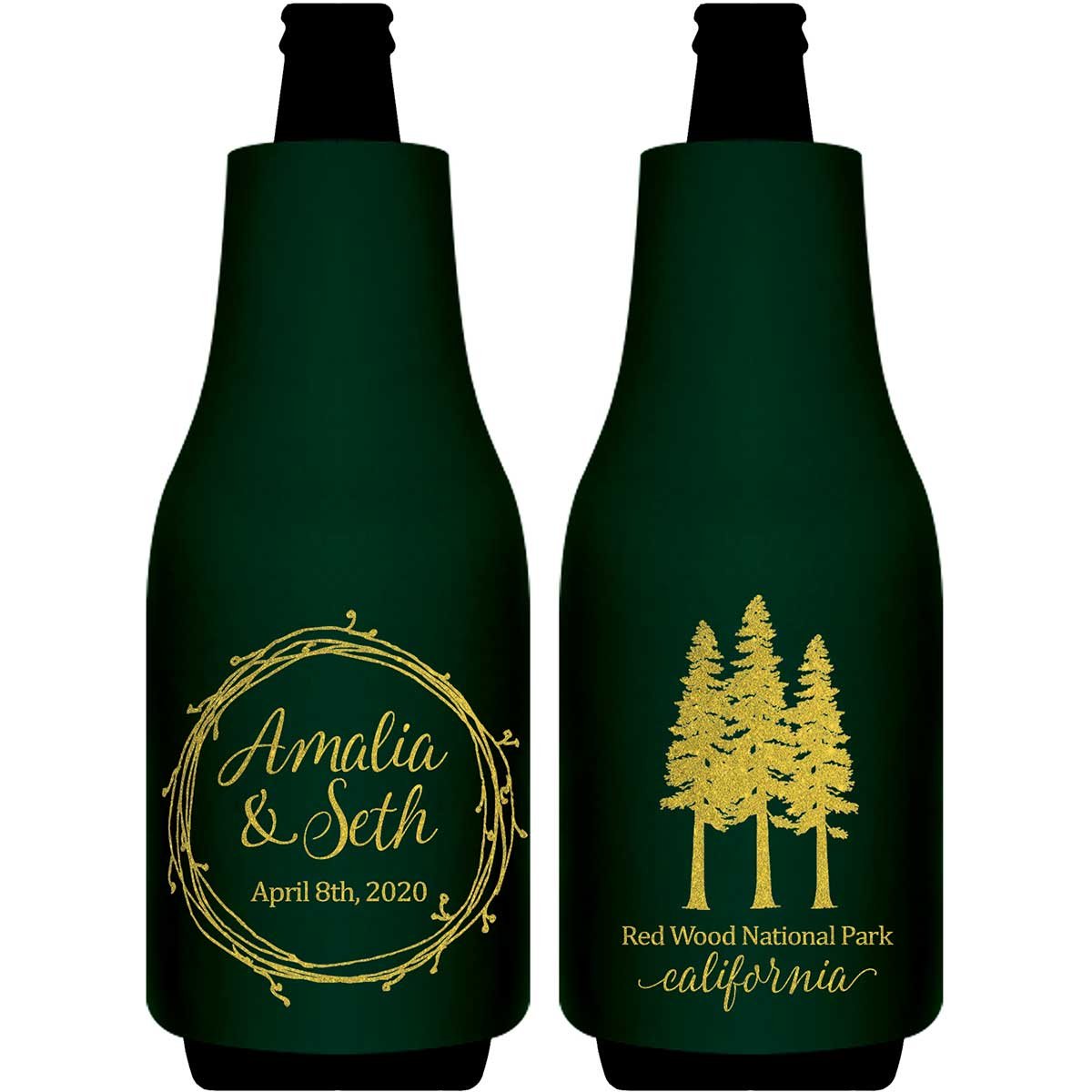 Woods Wedding 1A Foldable Bottle Sleeve Koozies Wedding Gifts for Guests