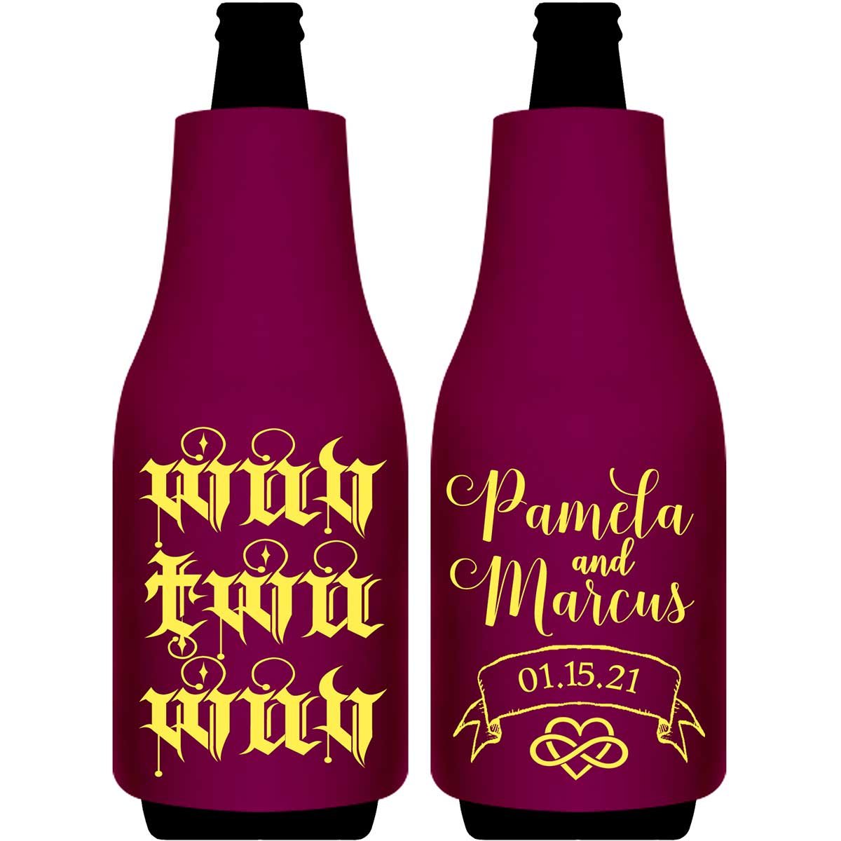 Wuv Twu Wuv 1A Foldable Bottle Sleeve Koozies Wedding Gifts for Guests