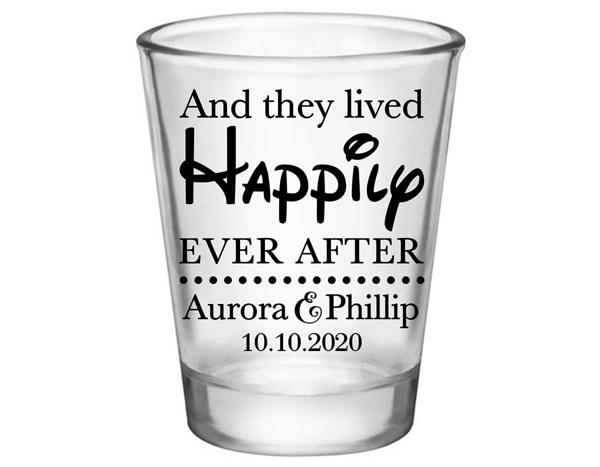 And They Lived Happily Ever After 1A Standard 1.75oz Clear Shot Glasses Fairytale Wedding Gifts for Guests